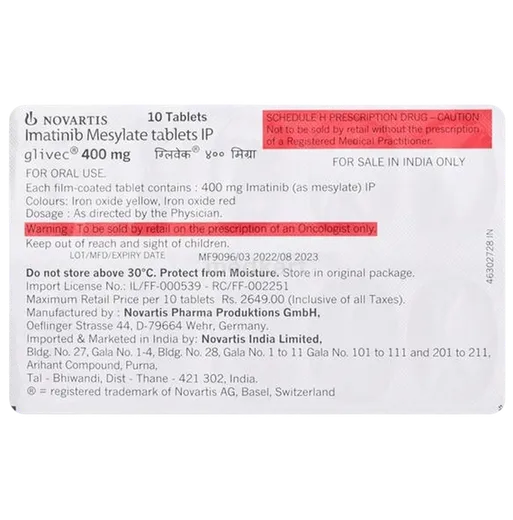 glivec 400mg tablet 10's